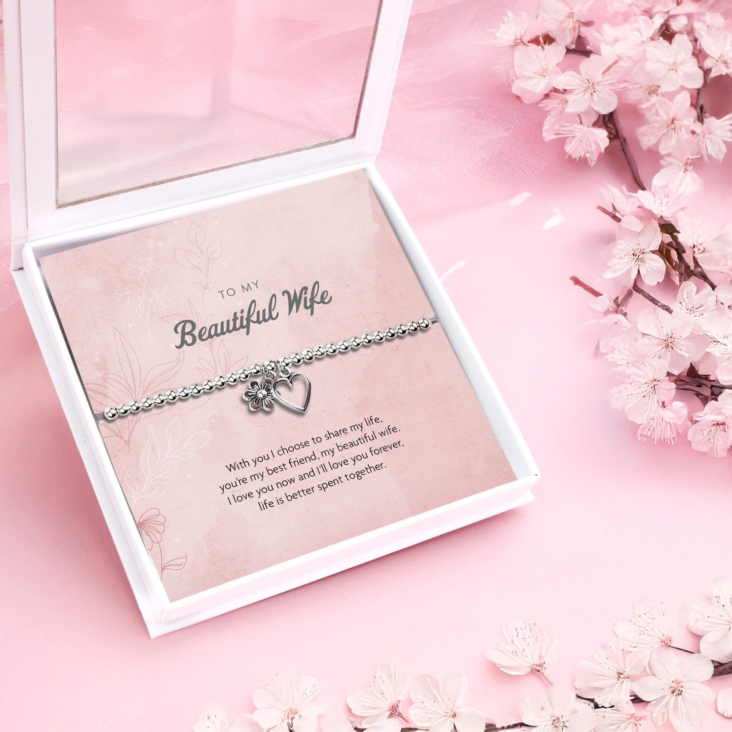 Minimalist Heart Floral Ball Chain Bracelet Stainless Steel Plated Women's Jewelry