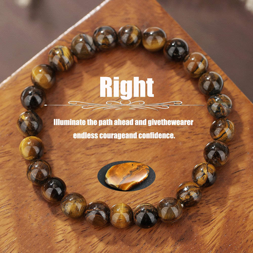 Natural Gemstone Geometric Round Beaded Bracelet Unisex