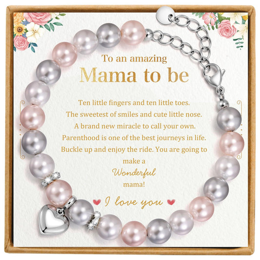 Elegant Heart Shape Stainless Steel Imitation Pearl Pendant Adjustable Bracelet for Women