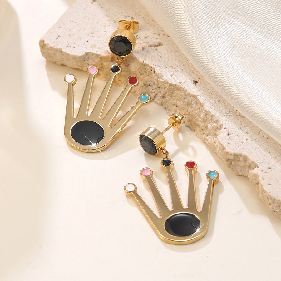 Elegant Casual Drip Oil Hand Shaped Stainless Steel Earrings for Women