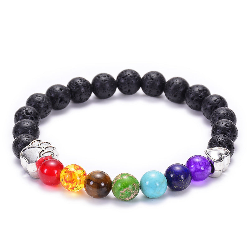 Natural Agate Lava Stone Beaded Bracelet Round Geometric Unisex Yoga Jewelry