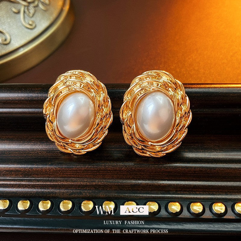 Orecchini geometrici vintage da donna con base in rame e finitura galvanizzata, orecchini a perno artistici retrò con perni in acciaio inossidabile