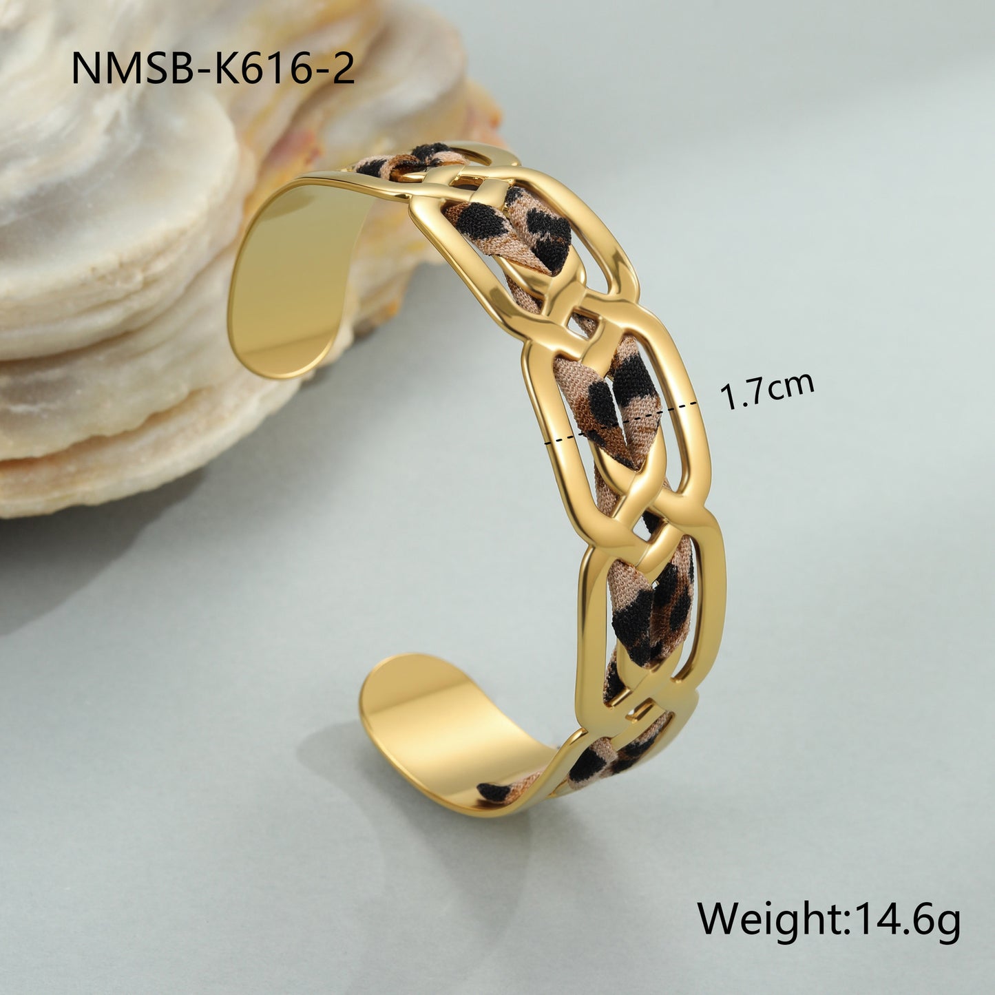 Elegante collar de acero inoxidable con estampado de leopardo geométrico y acabado chapado para mujer