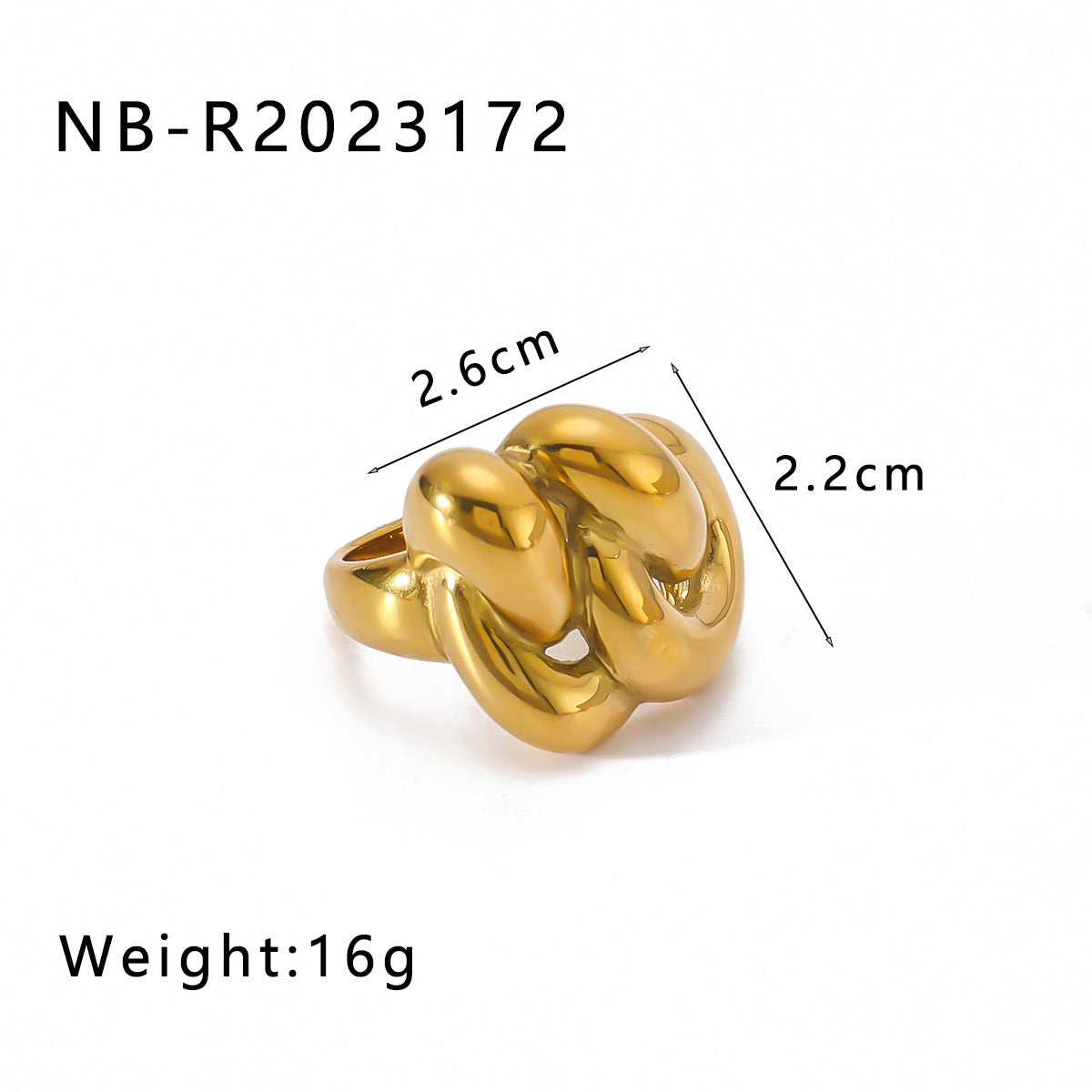 Anello geometrico in acciaio inossidabile placcato oro 18K, unisex, dal design contemporaneo e minimalista