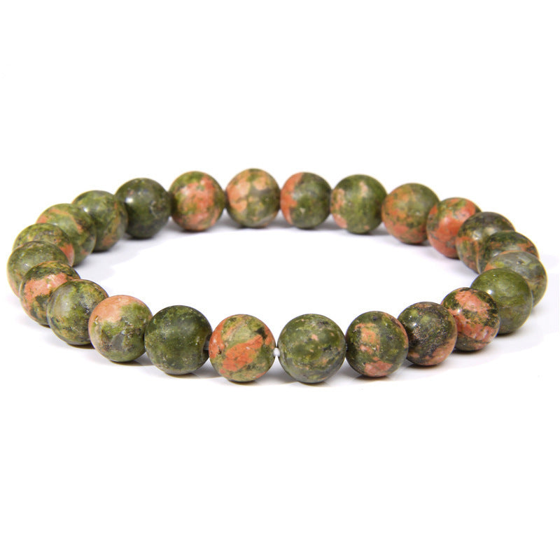 Natural Volcanic Stone and Agate Beaded Bracelet Geometric Round Unisex Fashion Jewelry