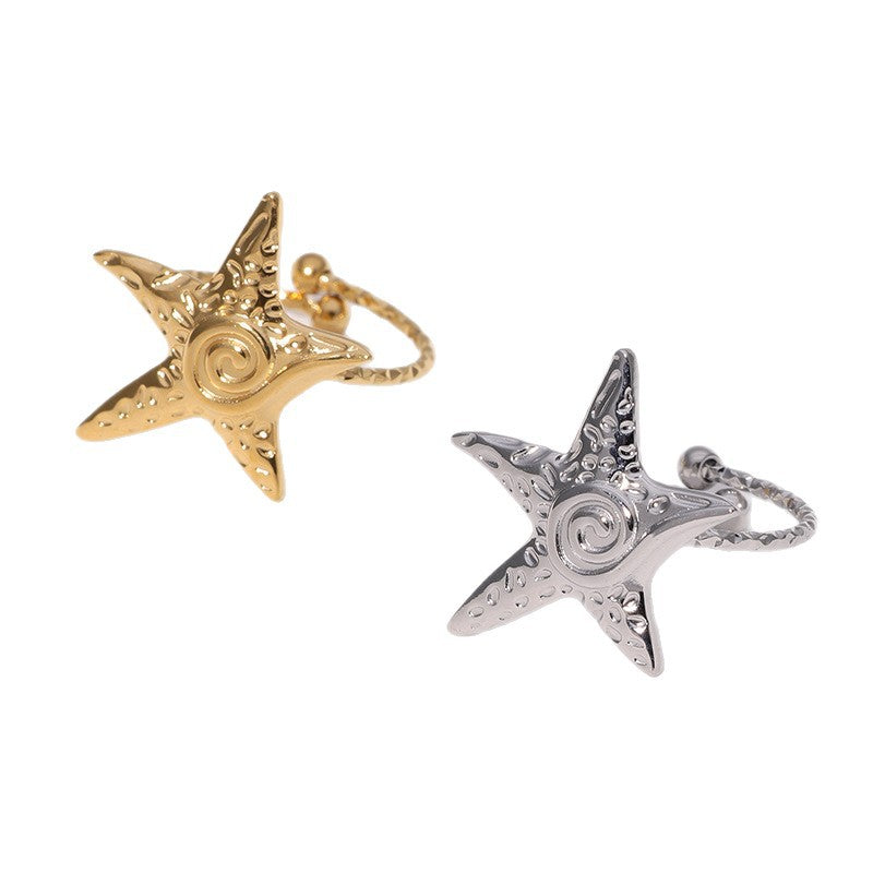 Fashion Minimalist Irregular Star Shaped 18K Gold Plated Stainless Steel Open Ring for Women