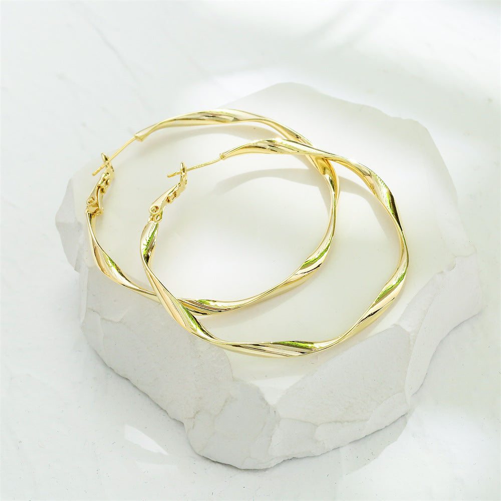 Minimalist Geometric Hoop Earrings for Women in Copper with 14K Gold and 925 Silver Plating