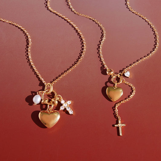 Collana Minimalista a Cuore in Acciaio Inossidabile con Placcatura in Oro Sottovuoto PVD da Donna