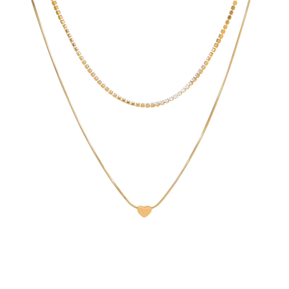 Minimalist Heart-Shaped Titanium Steel Clavicle Necklace with 18K Gold Plating, Geometric Pendant, Elegant Layering Jewelry for Women