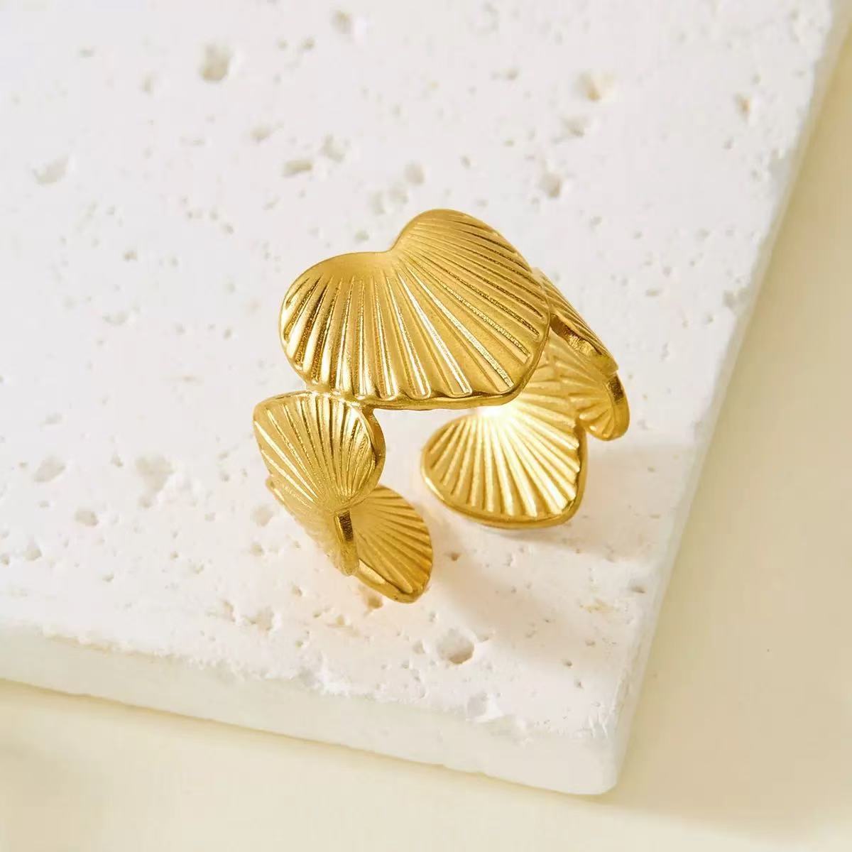 Elegant Gold Plated Stainless Steel Butterfly Star Geometric Ring