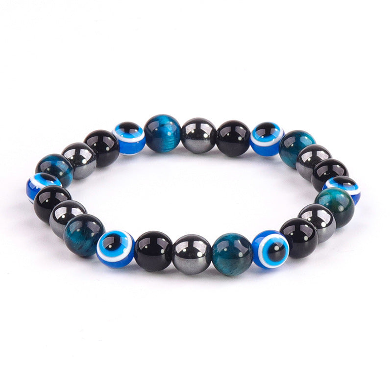 8/10mm Round Obsidian and Tiger Eye Beaded Bracelet Unisex Geometric Handmade Jewelry