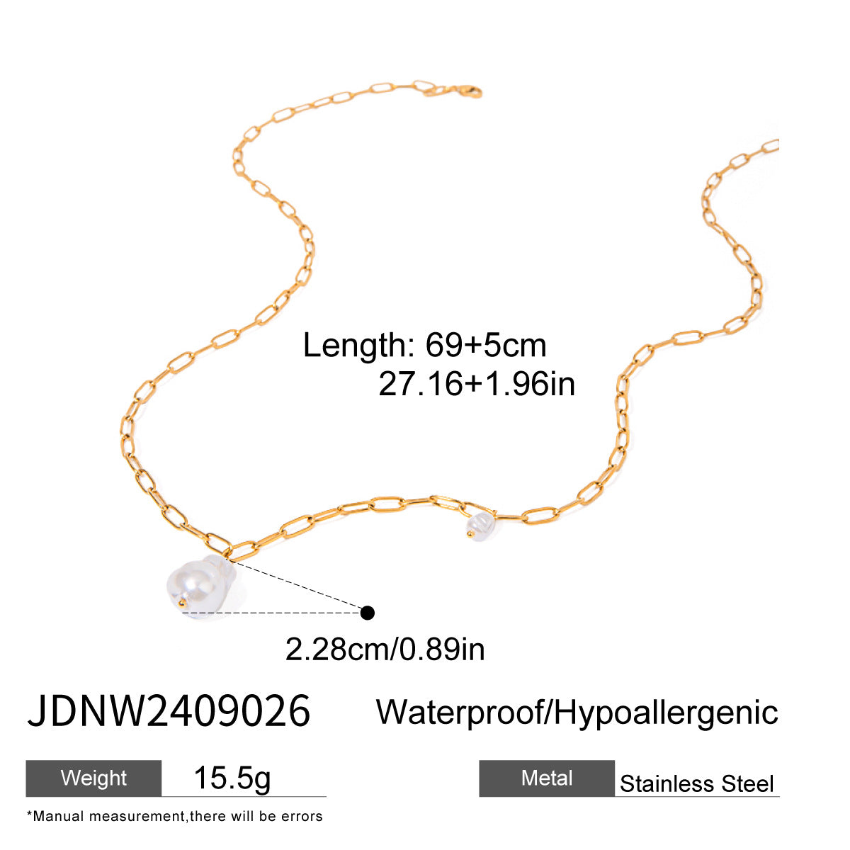 Minimalist Elegant Heart Stainless Steel Plated Necklace for Women