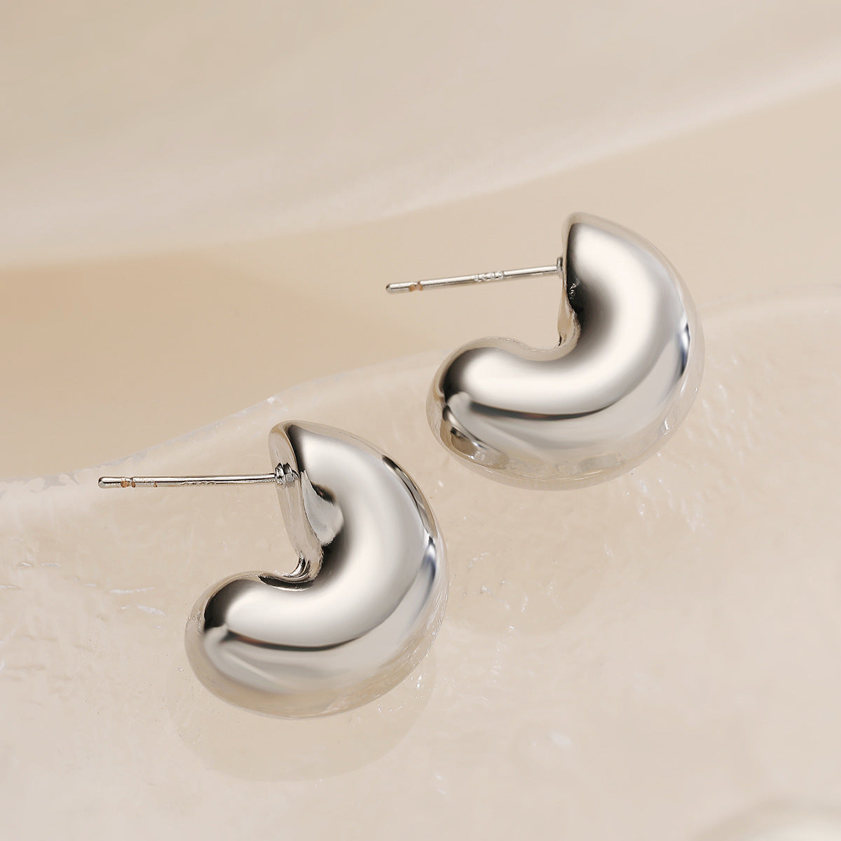 Minimalist Geometric Copper Stud Earrings with Gold Plating for Women