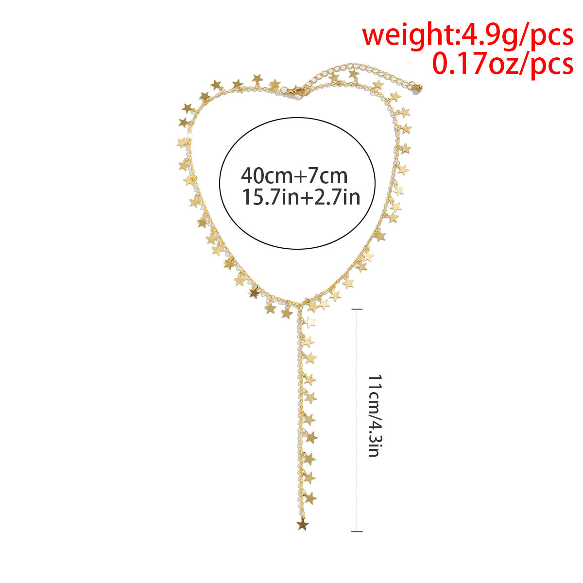 Minimalist Elegant Star Alloy Plated Y-Shape Tassel Long Sweater Necklace