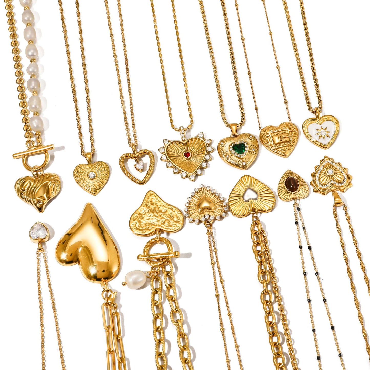 Collana con ciondolo a cuore geometrico in titanio e catena in acciaio inossidabile galvanizzato per donna