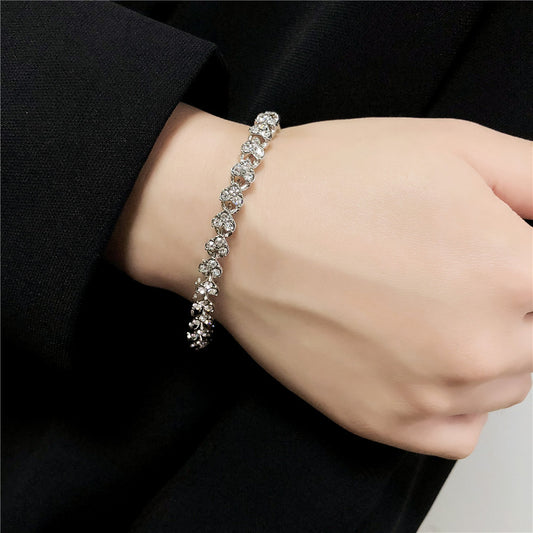 Vintage Minimalist Colorful Drip Oil Alloy Bracelet with Animal Shape Crystal and Rhinestone Inlay