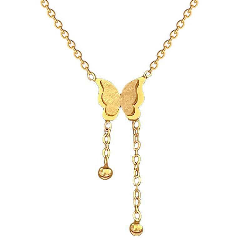 Ciondolo a Farfalla Minimalista Collana Unisex con Catena a Collare Placcata in Acciaio al Titanio