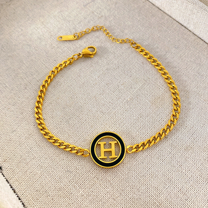 Minimalist Luxury Geometric Letter Titanium Steel Bracelet