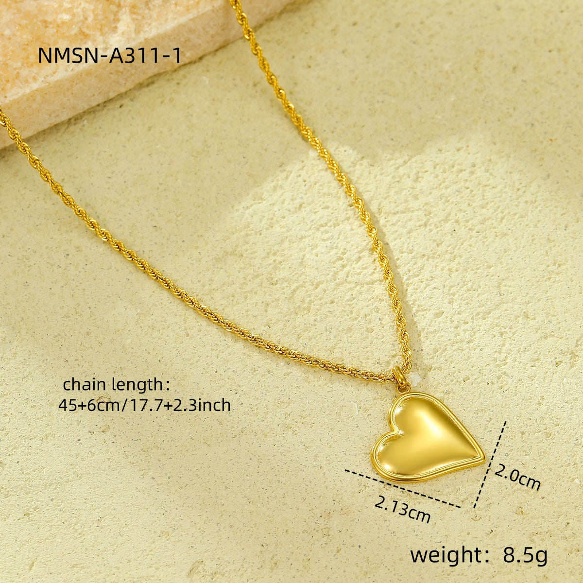 Collana a girocollo in acciaio al titanio placcato oro 18 carati, con ciondolo a cuore, stile minimalista Instagram, da donna