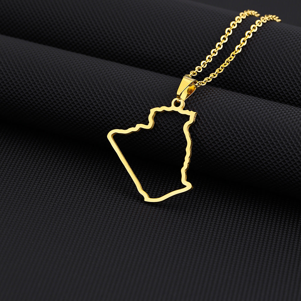 Collana pendente geometrica vintage in acciaio inossidabile con finitura smaltata unisex