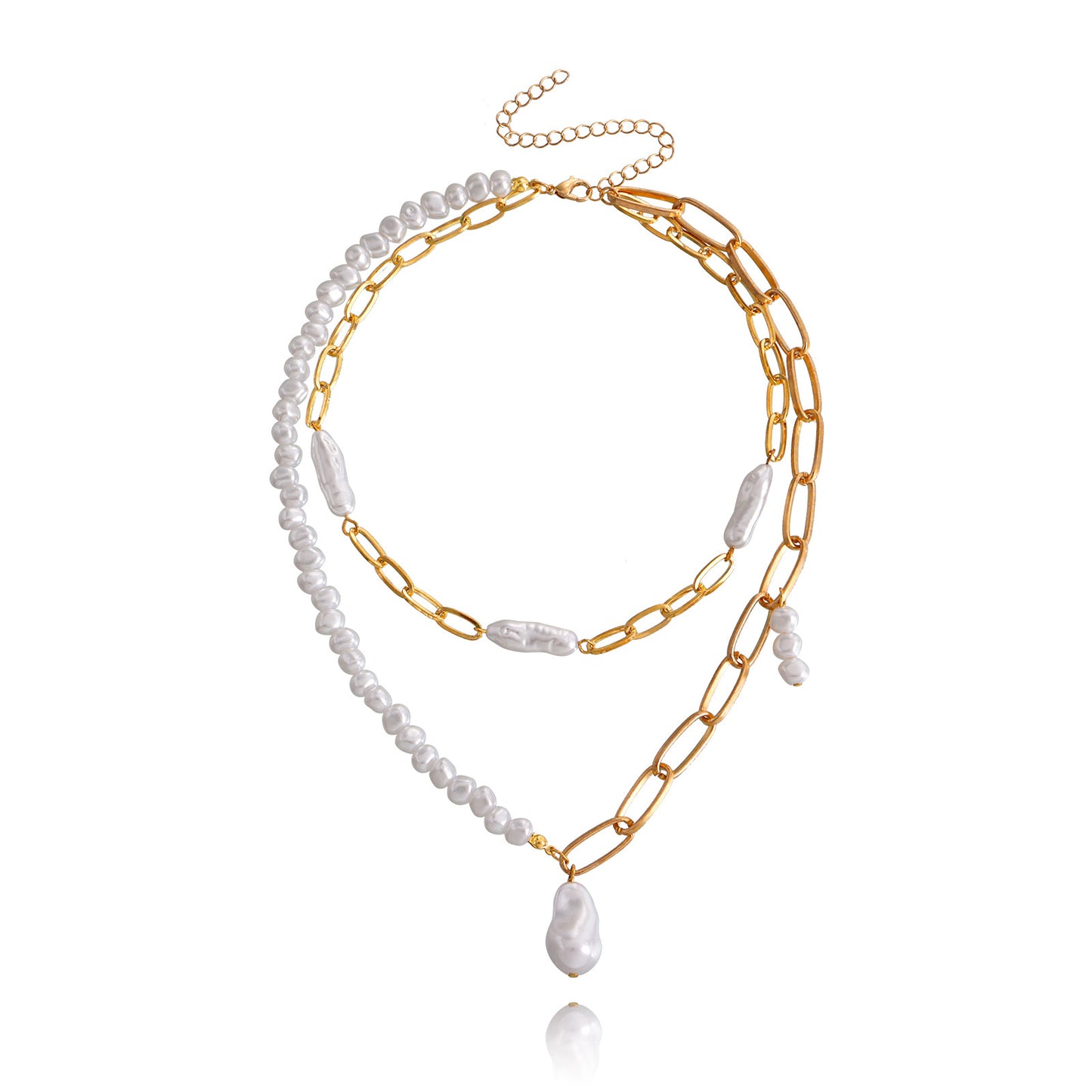 Collana Pendente Geometrica Minimalista da Donna con Catena a Serpente a Doppio Strato in Lega e Finitura Galvanizzata