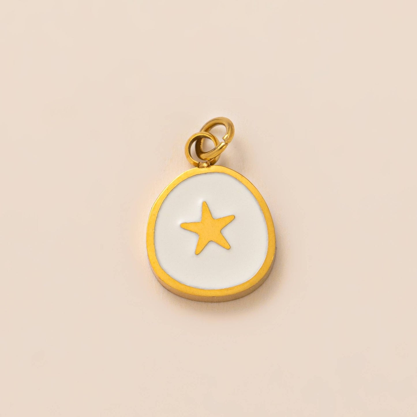 Vintage Stainless Steel PVD Gold Plated Moon Star Charm Bar Necklace Ball Chain Unisex