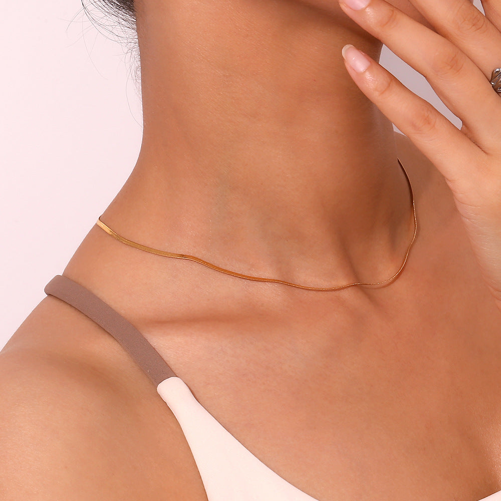 Collana a catena a lama da donna in acciaio inossidabile placcato oro 18 carati, geometrica e minimalista