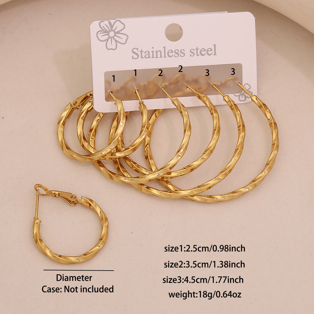 Fashion Geometric Hexagonal Stainless Steel Hoop Earrings with Plated Finish for Women