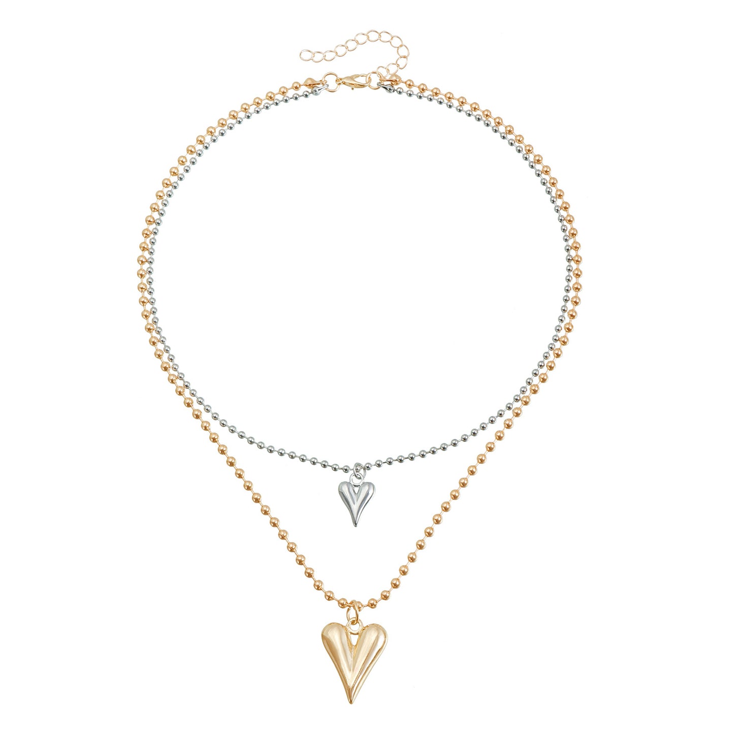 Minimalist Heart-Shaped Alloy Pendant Necklace with Plated Finish Double-Layer Clavicle Chain for Women