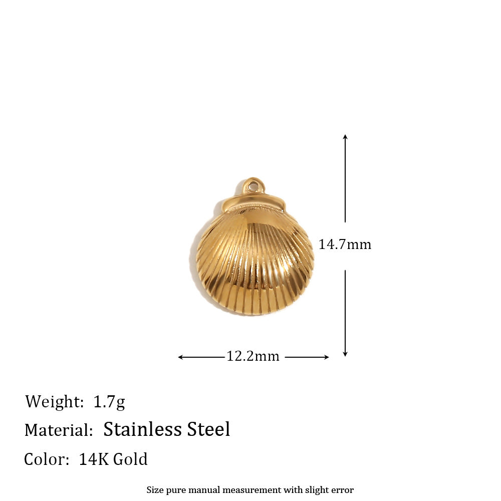 Elegant 14K Gold Plated Stainless Steel Marine Shell Smiley Face Charm Bar