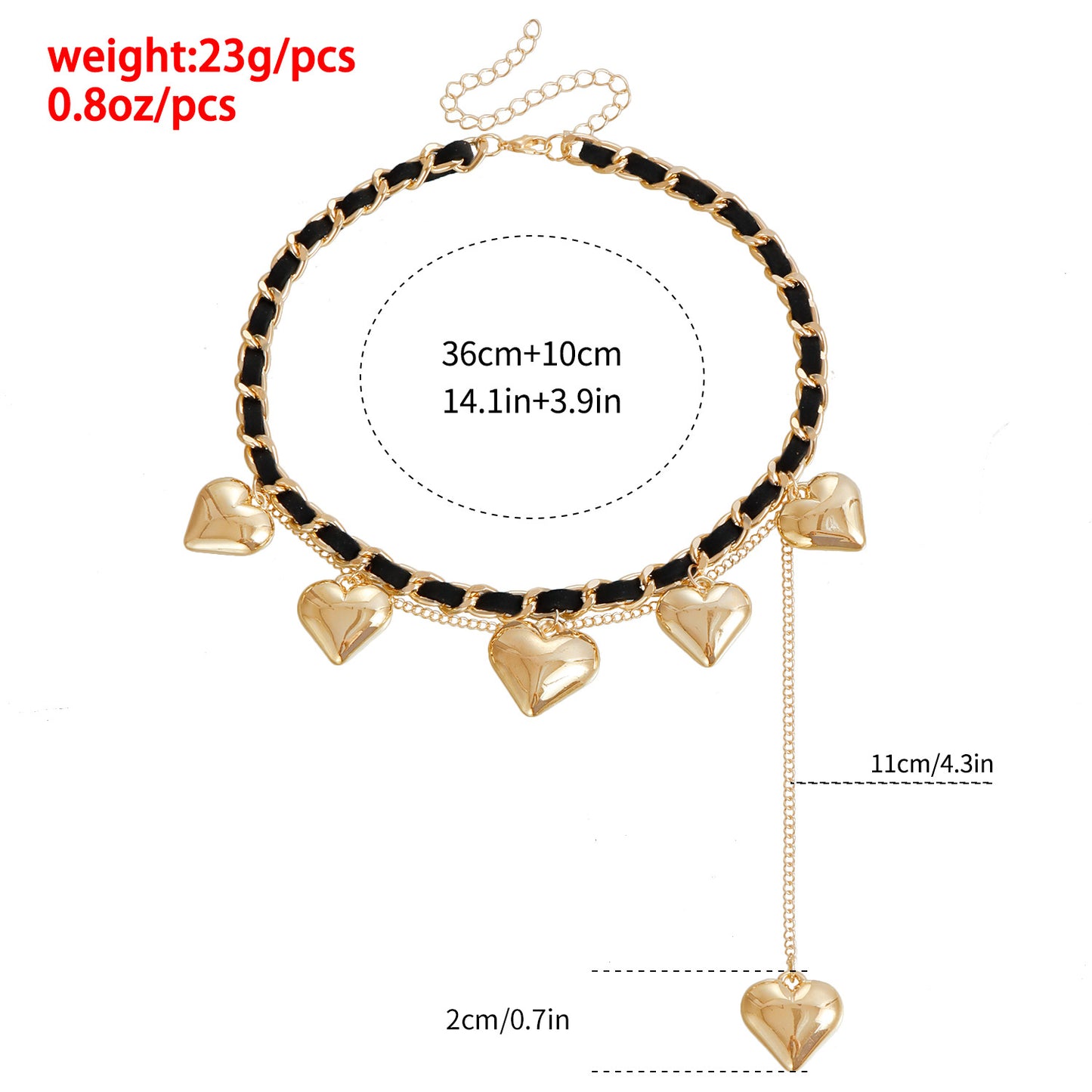 Y2K Style Heart-Shaped Electroplated Metal Choker Necklace with Velvet Cord and Tassel Accent for Women