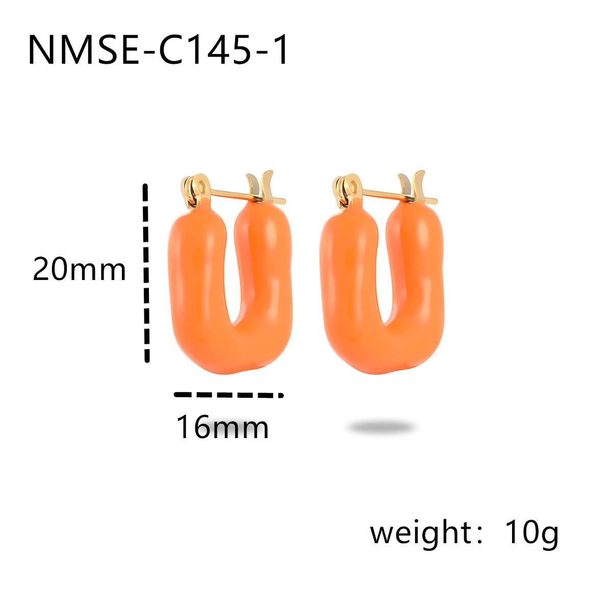 Pendientes franceses vintage de esmalte en forma de U de acero titanio para mujer, diseño irregular minimalista, joyería de moda de acero inoxidable