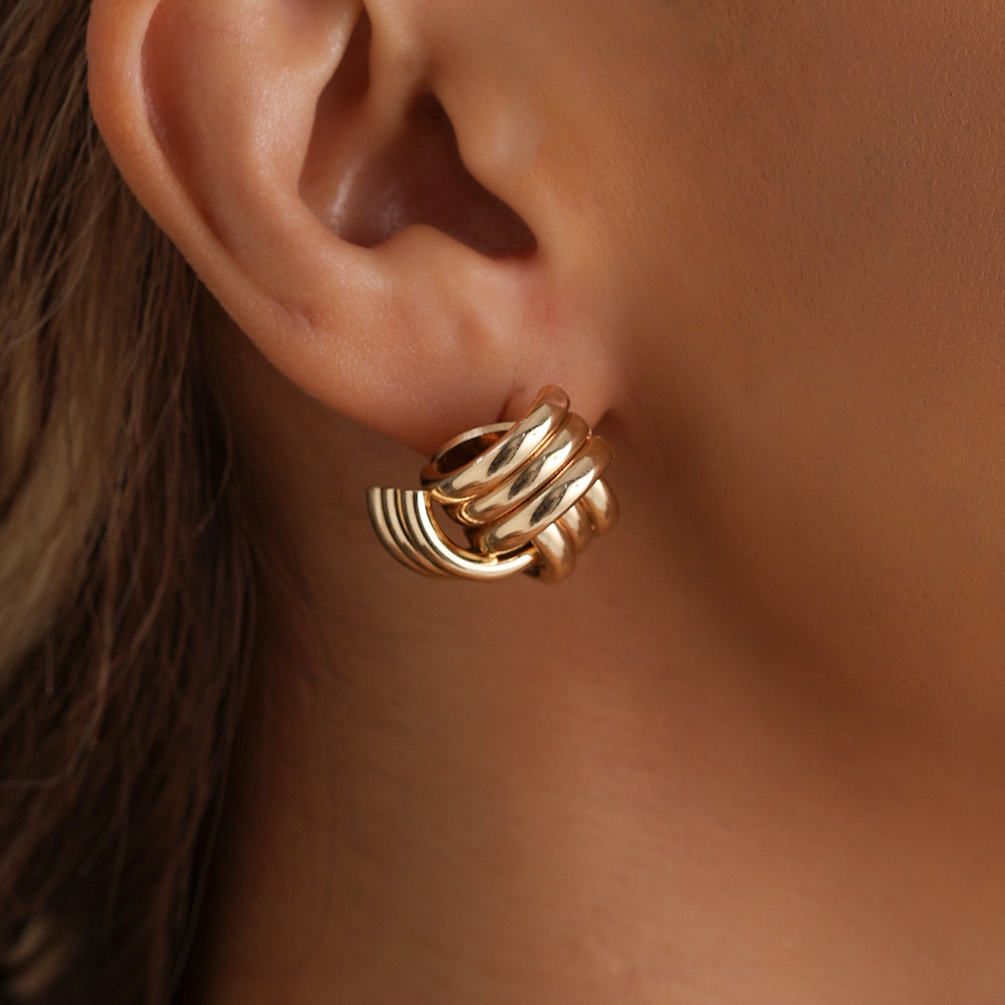 Pendientes de aleación de zinc con diseño geométrico vintage y acabado chapado para mujer