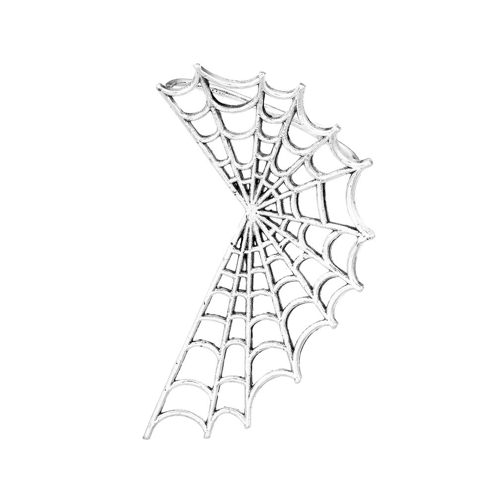 Pendiente tipo ear cuff de telaraña geométrica estilo punk para mujer, de aleación electrochapada, pendientes llamativos de moda oscura