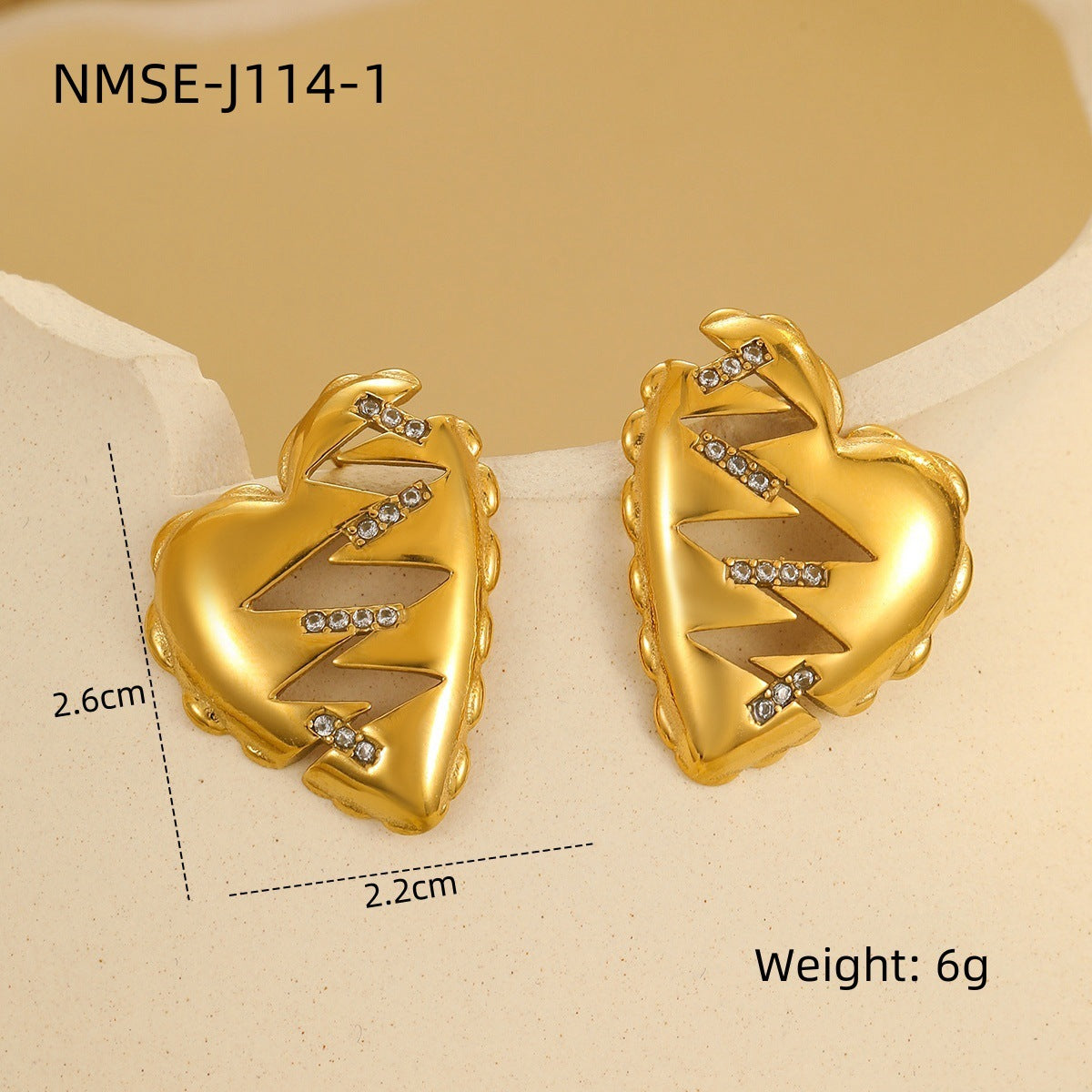 Collar Minimalista de Acero Inoxidable con Corazón, Baño de Oro de 18K e Incrustaciones de Pedrería para Mujer