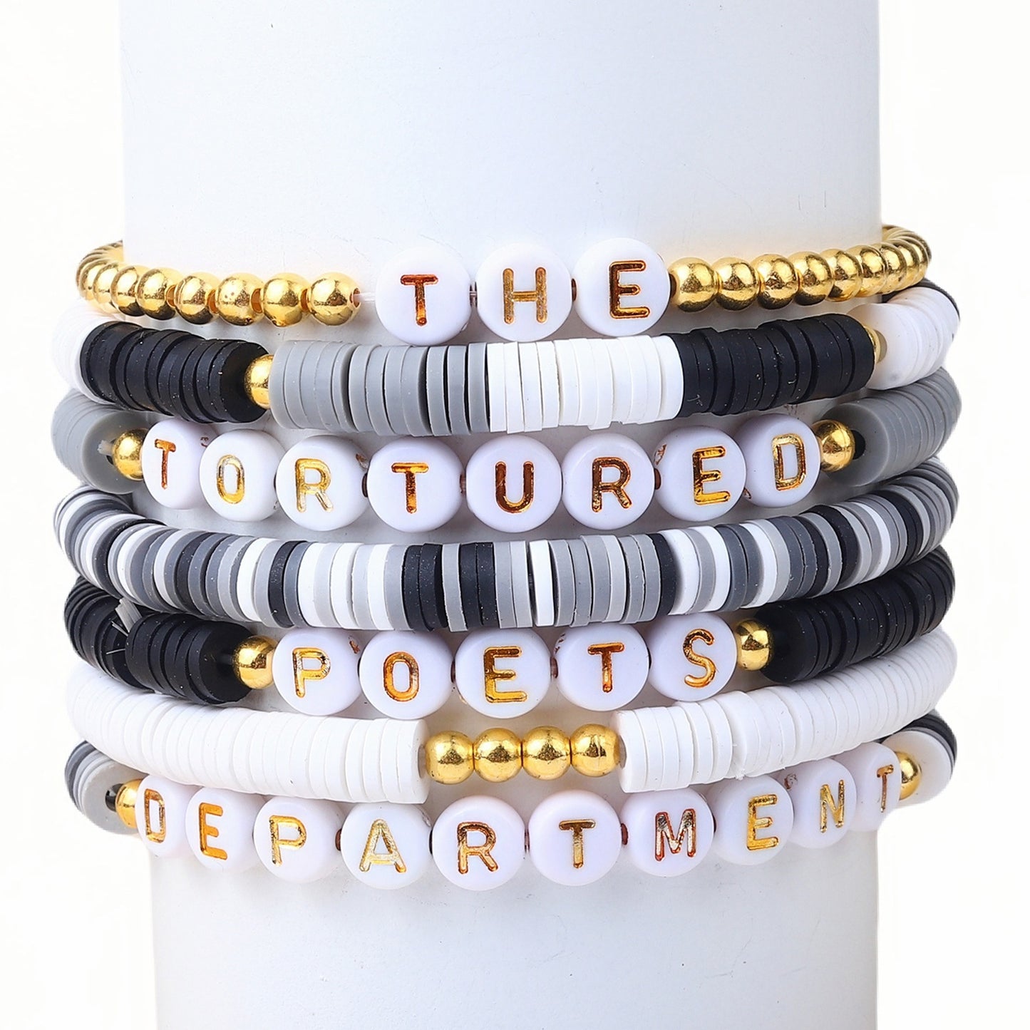 Casual Letter Resin Bracelet Set Unisex
