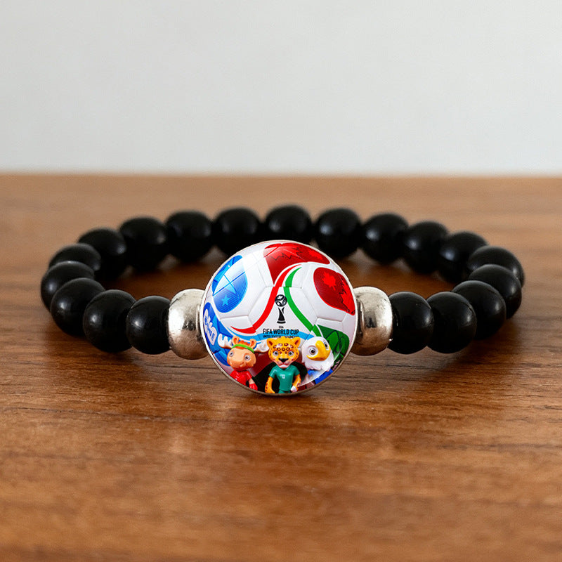 Geometric Crystal Beaded Bracelet Unisex Black Wristband