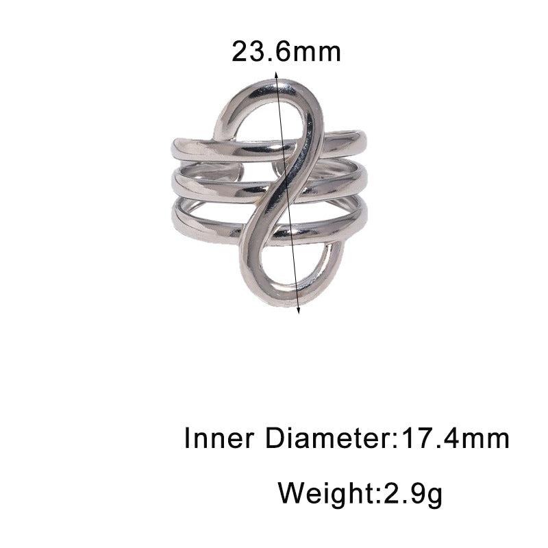 Minimalist Geometric Gold Plated Stainless Steel Open Ring for Women