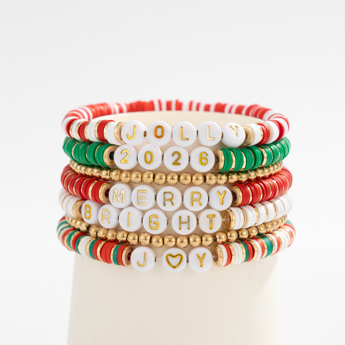 Minimalist Letter Resin Beaded Stretch Bracelet for Women