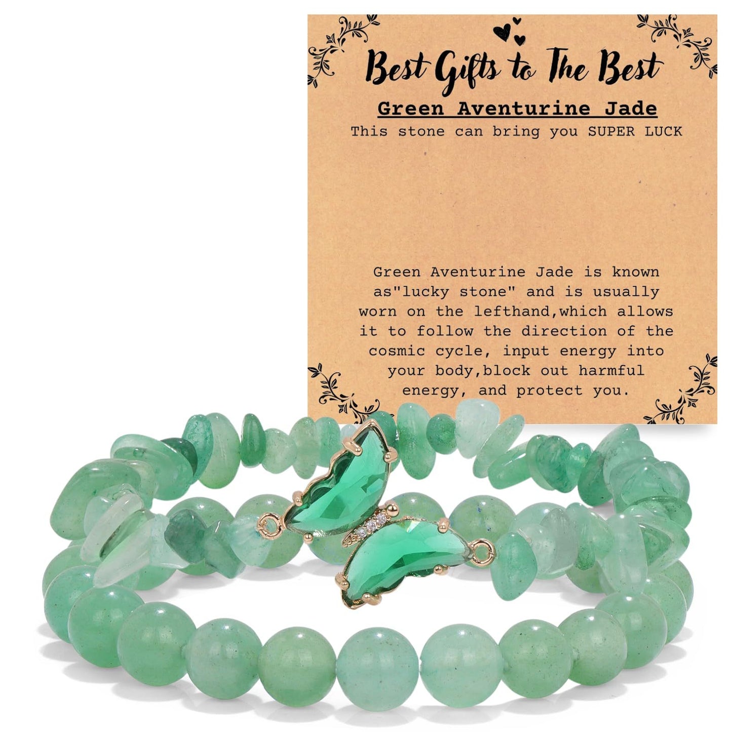 Minimalist Butterfly Crystal Beaded Bracelet Charm Bar Set
