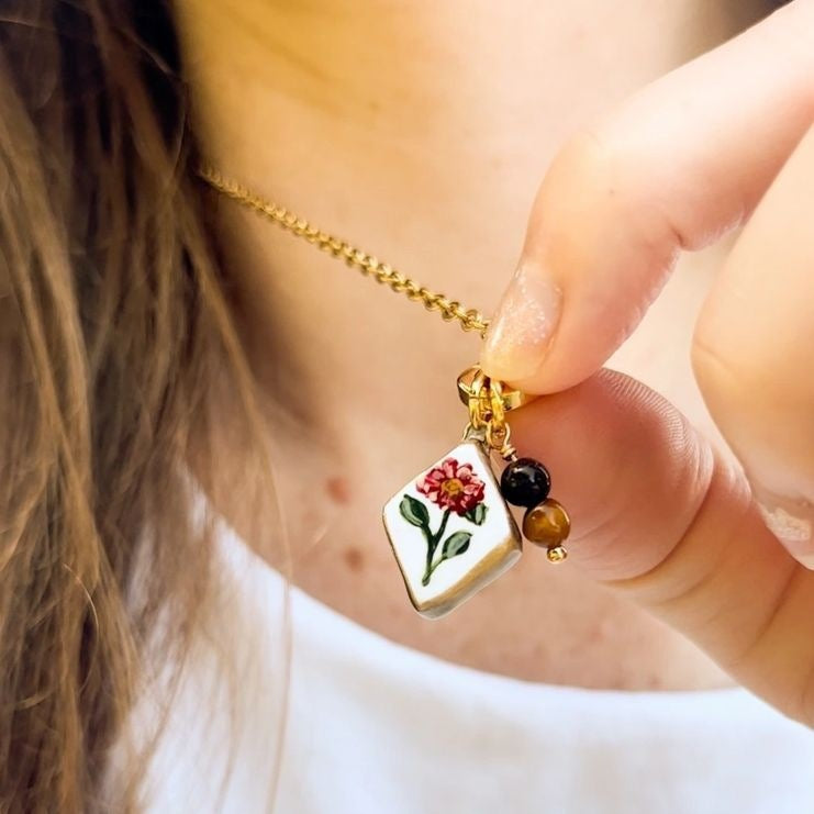 Minimalist Luxury 18K Gold Plated Stainless Steel Heart Animal Floral Pendant Necklace