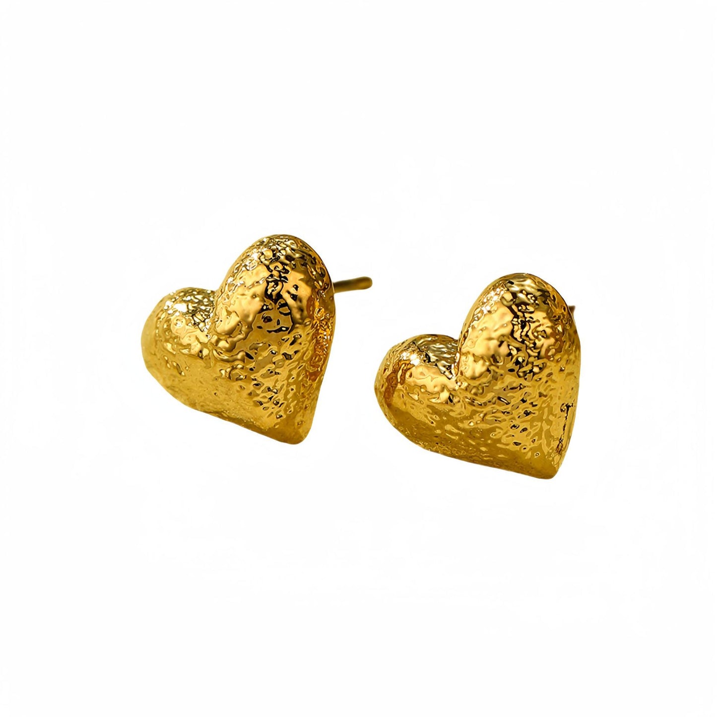 Orecchini a perno a forma di cuore con texture, in acciaio inossidabile galvanizzato, tonalità fredda, stile minimalista, da donna