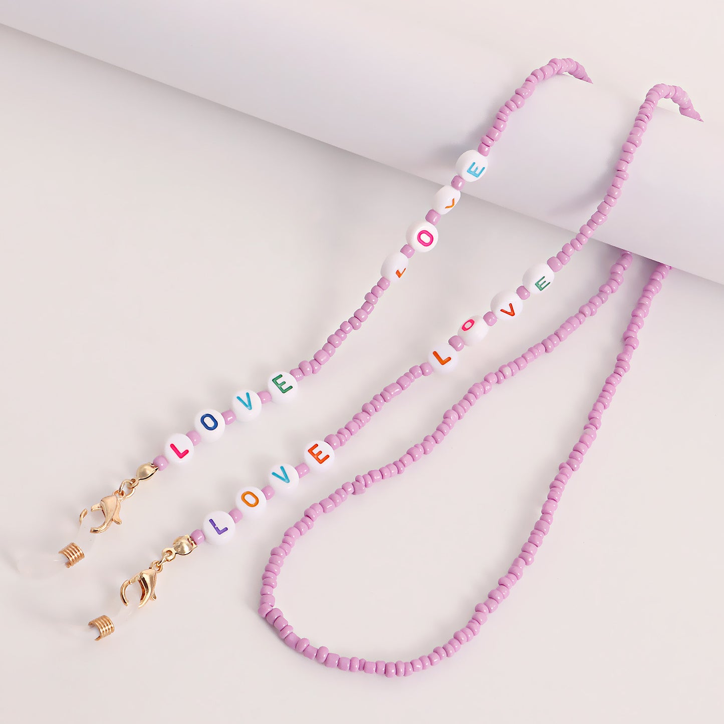 Bohemian Solid Color Letter Glass Beads Eyeglass Chain for Women