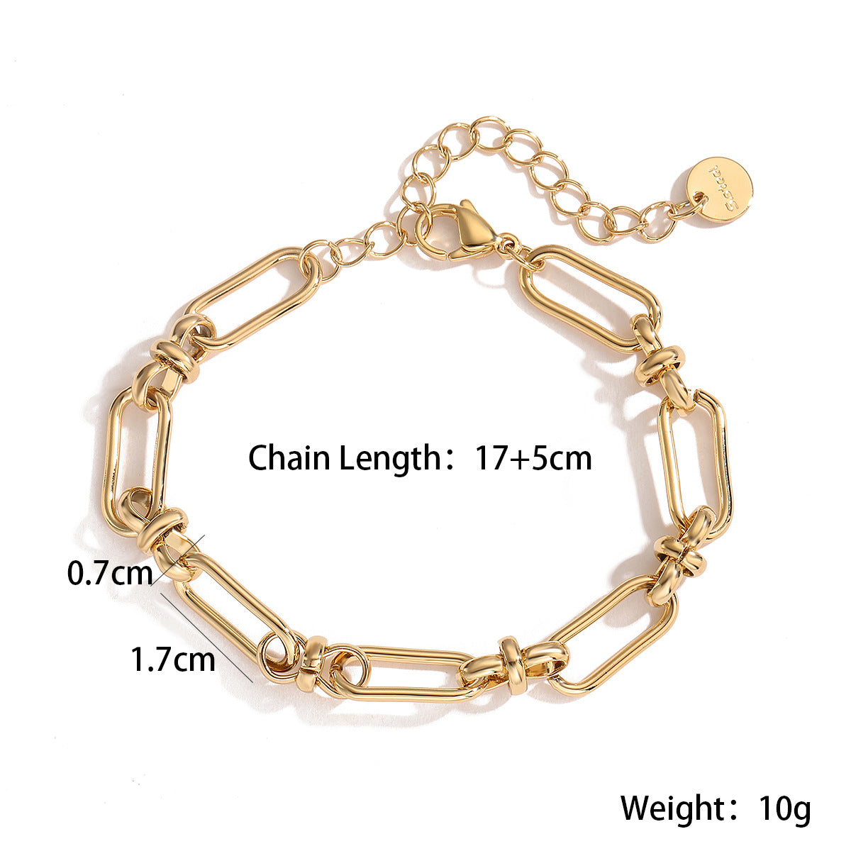 Pulsera de acero inoxidable geométrica minimalista para mujer con baño de oro de 18 quilates y detalles microincrustados