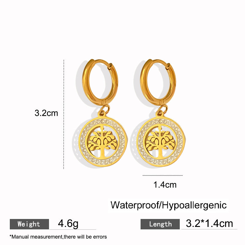 Elegant Titanium Steel Drip Oil Plated Stud Earrings for Women