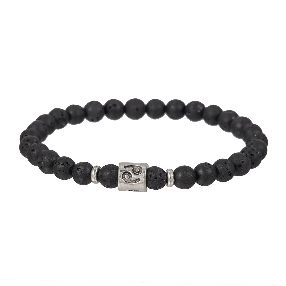 Handmade Geometric Round Volcanic Stone Bracelet for Unisex