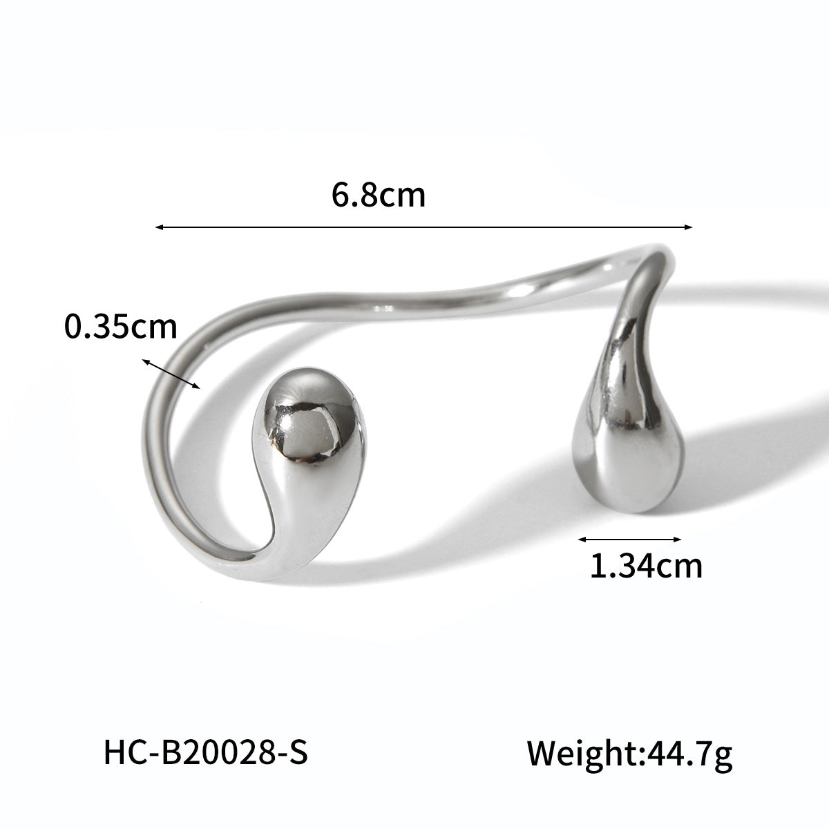 Fashionable Asymmetric Open Cuff Bracelet 18K Gold Plated Stainless Steel Trendy Hand Jewelry