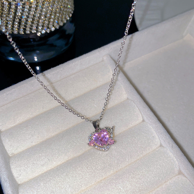 Sweet Butterfly Micro-Set Cubic Zirconia Brass Pendant Gold Plated Titanium Steel Necklace Cable Chain
