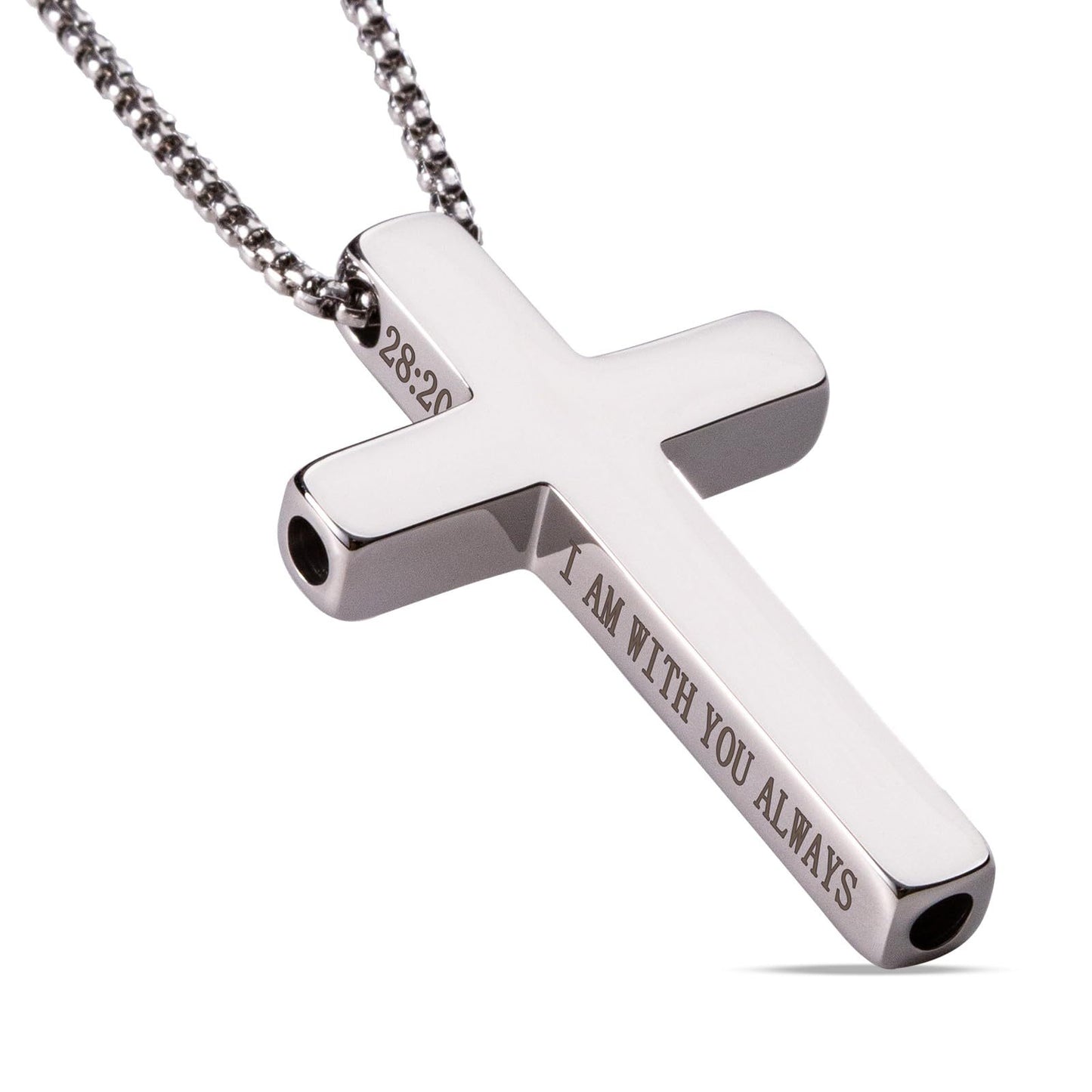 Stainless Steel Cross Pendant Necklace with Titanium Steel Charm for Aromatherapy Inhalation Stress Relief Mindfulness Breathing