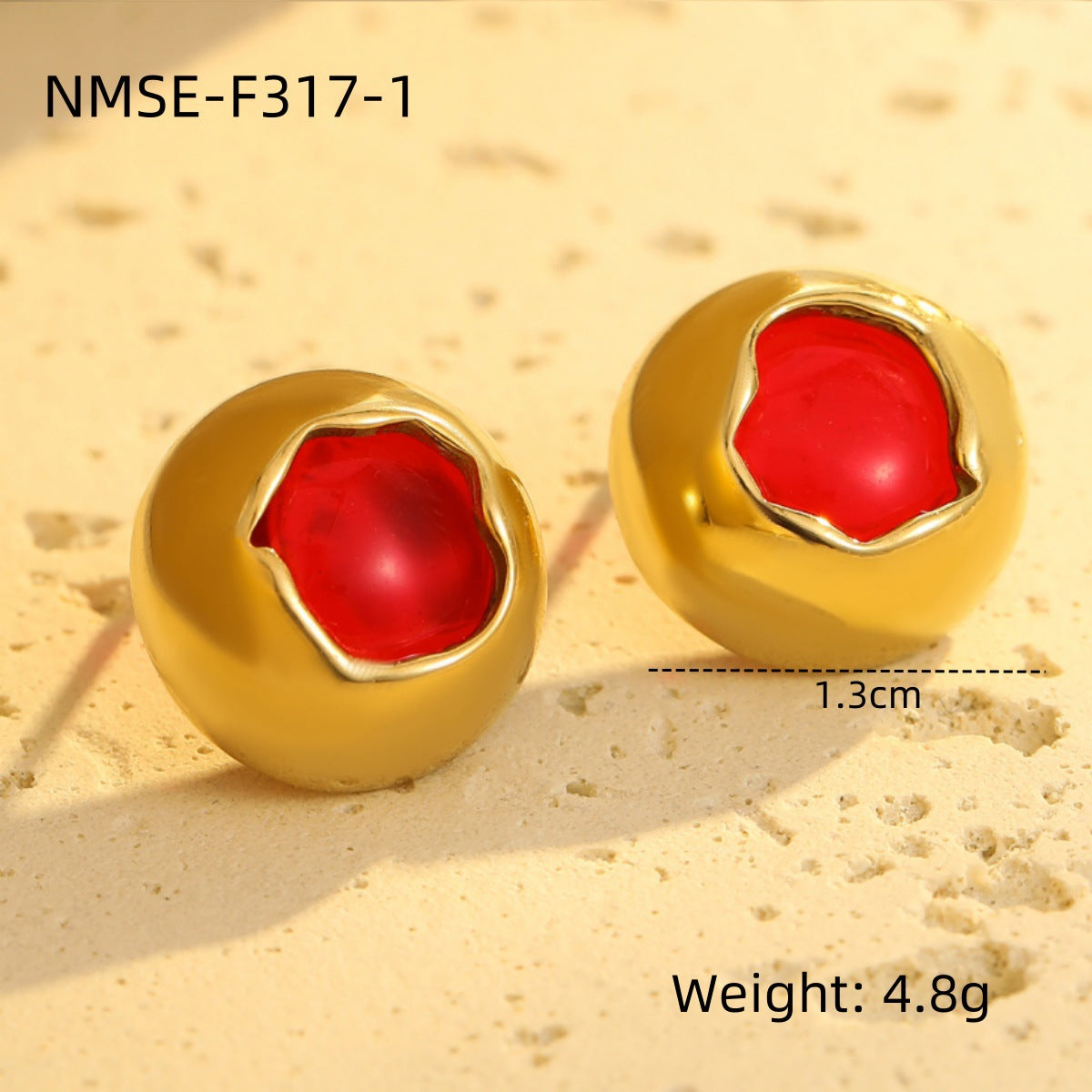 Orecchini rotondi minimalisti in acciaio inossidabile placcati oro 18K in stile vintage da donna